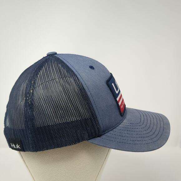 Huk Fishing Patch Snapback Trucker Hat Blue One Size Mesh Back Yupoong - Picture 5 of 9